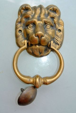 Lion Head Heavy Door Knocker Solid Brass Vintage Antique Style House 7 "