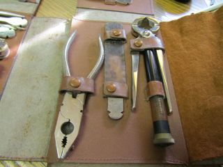 Hugo Berns POCKET KNIFE Antique Multi - Tool Set,  Leather Case,  Stag Grip Handles 3