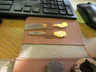 Hugo Berns POCKET KNIFE Antique Multi - Tool Set,  Leather Case,  Stag Grip Handles 4