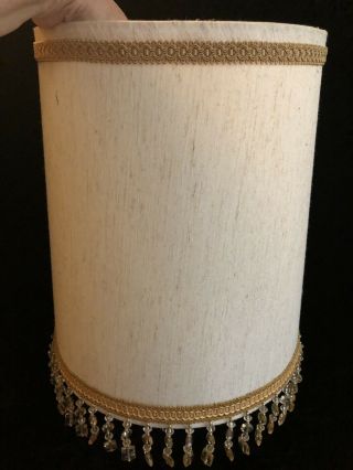 Lamp Shade Mid Century Danish Modern Large Fabric Linen W/ Tassels Vintage 1960s