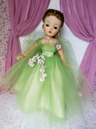 Lovely Pale Green Floral Trimmed Gown For Your Cissy