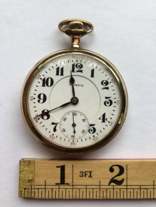 Antique 1915 Illinois Openface Pocket Watch 17j 16s Model 7 Parts