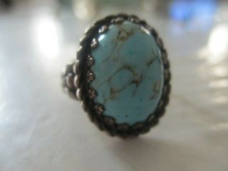 Antique Turquoise And Sterling Silver Ring Size 6