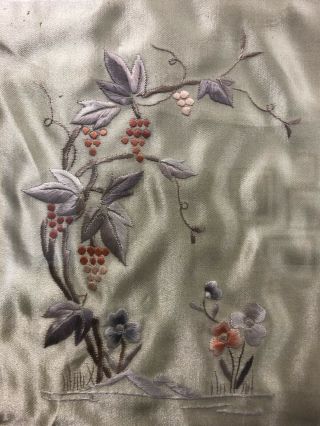 Vintage Chinese Silk Embroidered Fabric Flowers Bamboo - styled Frame 4