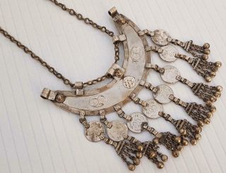 Antique Gypsy Chandiya Tribal Banjara Kuchi Ethnic Moon Shaped Chain Necklace