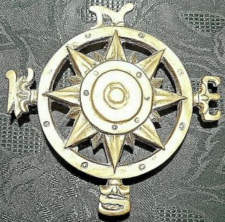 Vintage Brass Compass Door Knocker,  N S E W Doorknocker 5.  5 " X 5 "