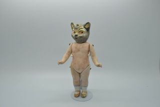 Antique Germany Porcelain Bisque Doll With Animal Head Cat