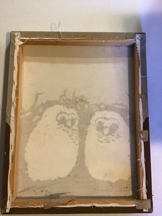 2 Vintage Marushka Textile Silk Screen Fabric Art Print Owls. 4