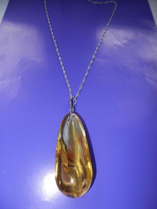 Rare Antique Natural baltic amber BUTTERSCOTCH EGG YOLK pendant Very big 2