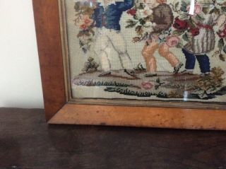 ANTIQUE 19th CENTURY EMBROIDERY TAPESTRY NEEDLEPOINT PICTURE IN MAPLE FRAME. 6