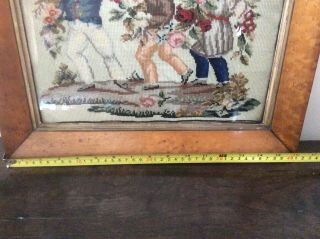 ANTIQUE 19th CENTURY EMBROIDERY TAPESTRY NEEDLEPOINT PICTURE IN MAPLE FRAME. 8