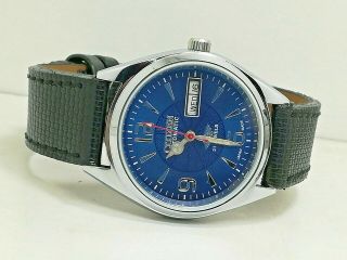 Citizen Automatic Mens Steel Vintage Day Date Blue Dial Watch Run Order