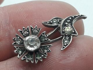 Antique Victorian Silver Flower And Paste Brooch.  Brooch.