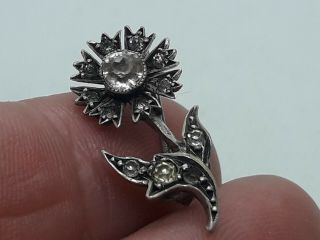 antique victorian silver flower and paste brooch.  brooch. 2