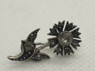 antique victorian silver flower and paste brooch.  brooch. 3