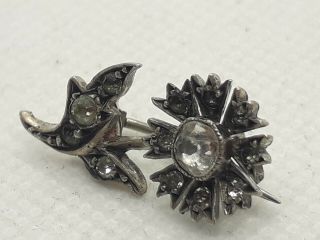 antique victorian silver flower and paste brooch.  brooch. 4