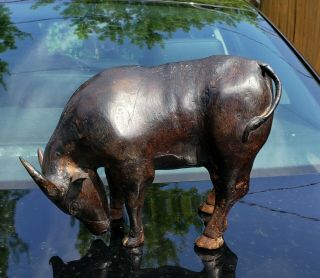 Antique Chinese Bronze Water Buffalo Sculpture On Wood Stand 19thC Or Earlier 5