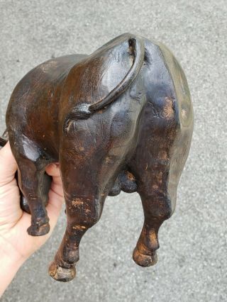 Antique Chinese Bronze Water Buffalo Sculpture On Wood Stand 19thC Or Earlier 8