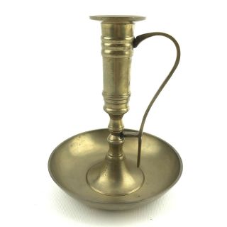 Antique Solid Brass Single Chamberstick Candlestick Holder