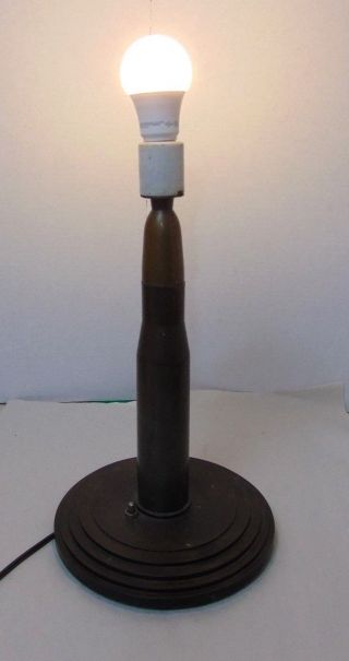 Antique Military Trench Art Artillery Shell Casing Heavy 14 1/2” Lamp