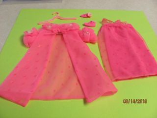 Vintage Barbie Doll Dreamy Pink Peignoir Set 1857 Nightgown & Robe & Slippers