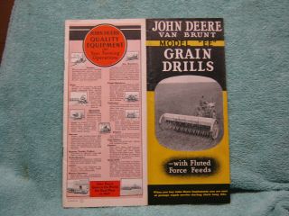 Antique 1937 John Deere Tractor Co Grain Drills Brochure