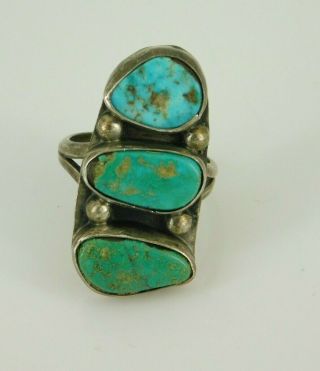 Vintage Southwestern Sterling Silver Turquoise Ring Size 8