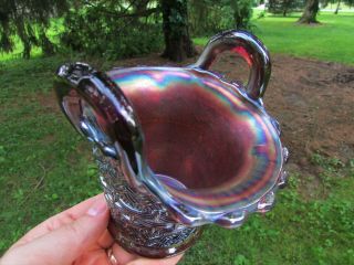 Dugan Antique Carnival Art Glass Beaded Basket Purple Seldom Seen A Dandy