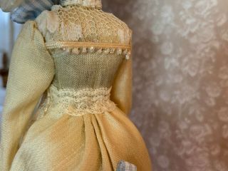 VINTAGE Miniature Dollhouse ARTISAN Victorian Silk Lace Ladies Dress on Form 5