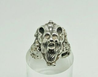 Rare Zoltan White Antique Arts & Crafts Sterling Silver Satan/satyr Ring Size O