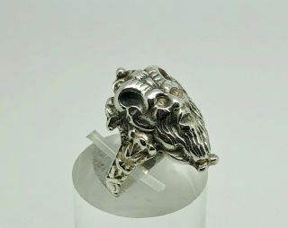 Rare Zoltan White Antique Arts & Crafts Sterling Silver Satan/Satyr Ring Size O 2