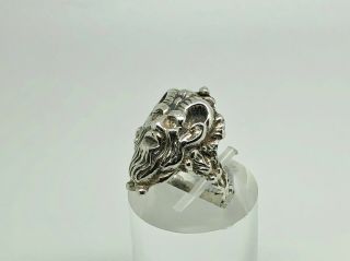 Rare Zoltan White Antique Arts & Crafts Sterling Silver Satan/Satyr Ring Size O 4