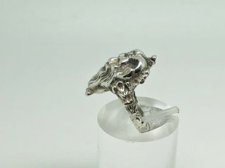 Rare Zoltan White Antique Arts & Crafts Sterling Silver Satan/Satyr Ring Size O 5
