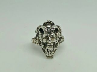 Rare Zoltan White Antique Arts & Crafts Sterling Silver Satan/Satyr Ring Size O 6