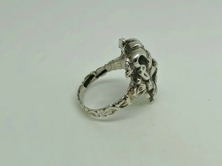 Rare Zoltan White Antique Arts & Crafts Sterling Silver Satan/Satyr Ring Size O 7
