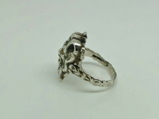 Rare Zoltan White Antique Arts & Crafts Sterling Silver Satan/Satyr Ring Size O 8