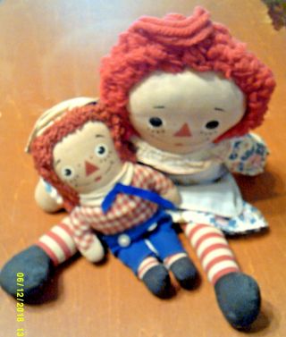 Raggedy Ann And Andy Dolls Cloth Knickerbocker Miniaturei Sailor Vintage