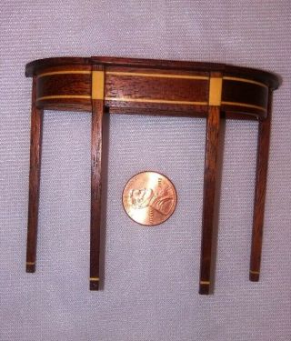 Vintage Dollhouse Miniature Artisan Signed Inlayed Table By R.  A.  Hines,  1985