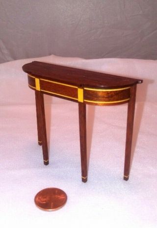 Vintage Dollhouse Miniature Artisan Signed inlayed table by R.  A.  Hines,  1985 2