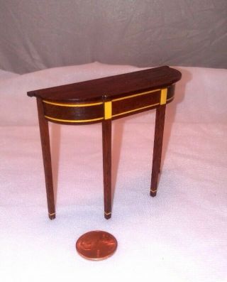 Vintage Dollhouse Miniature Artisan Signed inlayed table by R.  A.  Hines,  1985 3
