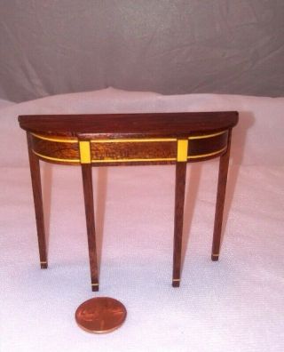 Vintage Dollhouse Miniature Artisan Signed inlayed table by R.  A.  Hines,  1985 5