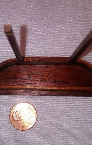 Vintage Dollhouse Miniature Artisan Signed inlayed table by R.  A.  Hines,  1985 6