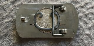 Antique 1887 Morgan Silver Dollar Belt Buckle 2