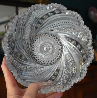 Breathtaking Abp American Brilliant Period Antique Cut Glass Bowl 2
