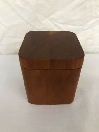 Vintage Mid Century Danish Modern Teak Wood Unique Square Box Small Trinket Ja