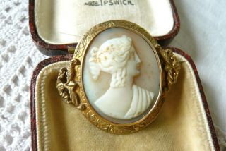 Vintage Jewellery Antique Victorian Real Shell Cameo Brooch Pin Lovely