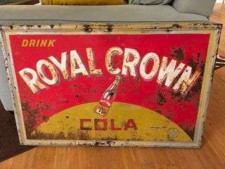 Antique Royal Crown Cola Advertising Metal Sign 34 X 22 1/2 "