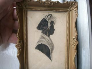 Old Antique Watercolour Painting Silhouette Portrait Of A Lady Dated 1830 Hughes