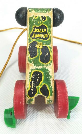Vintage Fisher Price Jolly Jumper Antique Wooden Pull Toy 450 Made In USA 3