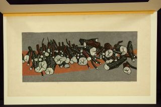 Rare Early Fumio Kitaoka Japanese Shin Hanga Color Woodblock Print,  Logs,  1959